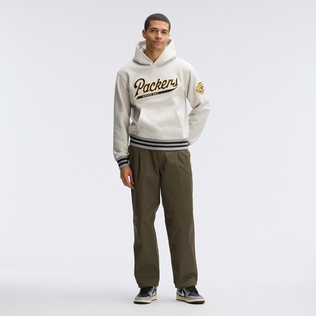 Green Bay Packers IconicFleece Tipped Hoodie - Oatmeal online