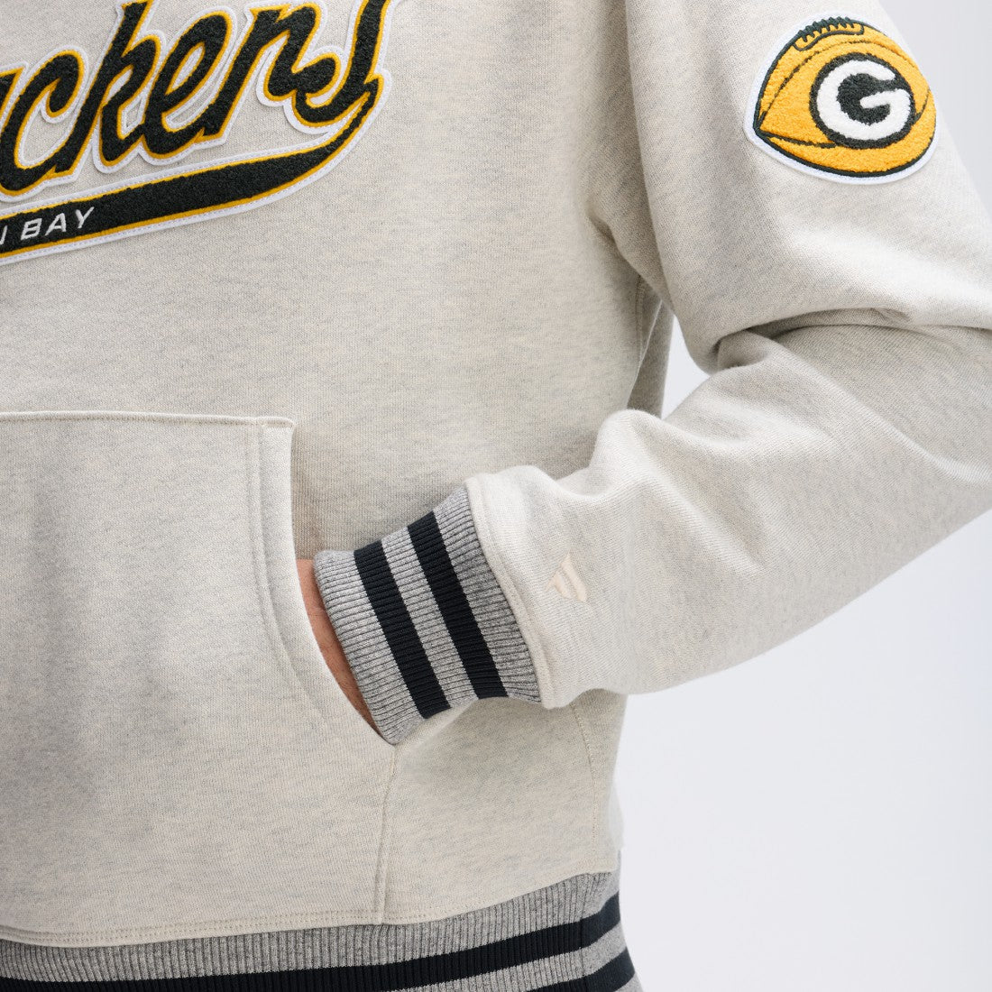 Green Bay Packers IconicFleece Tipped Hoodie - Oatmeal online
