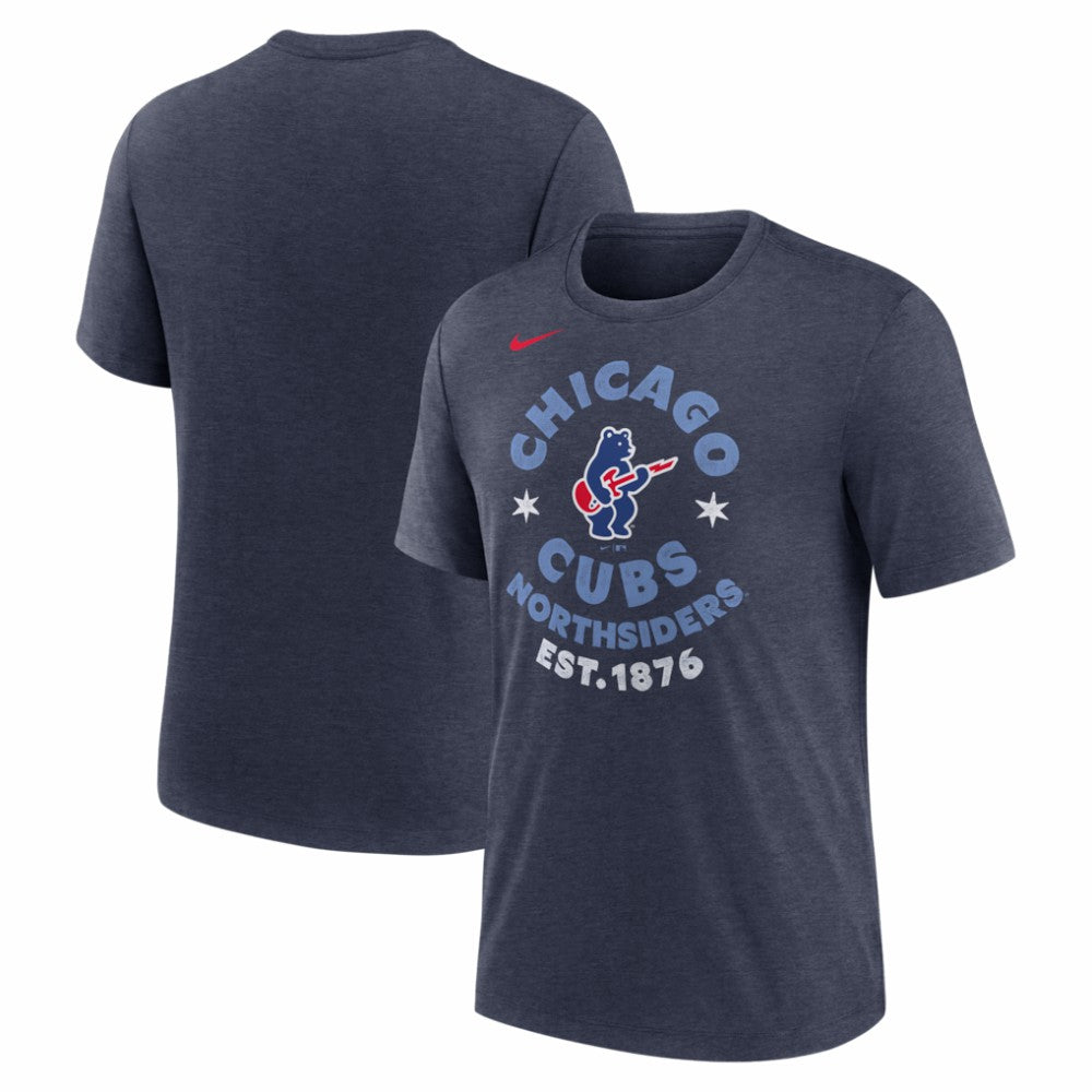 Chicago Cubs Electric Bear Tri-Blend T-Shirt - Heather Navy | Nike