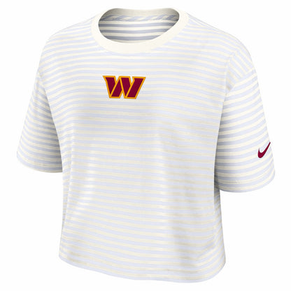 Washington Commanders Women's Striped Cropped T-Shirt - Yellow/Cream | Nike on sale