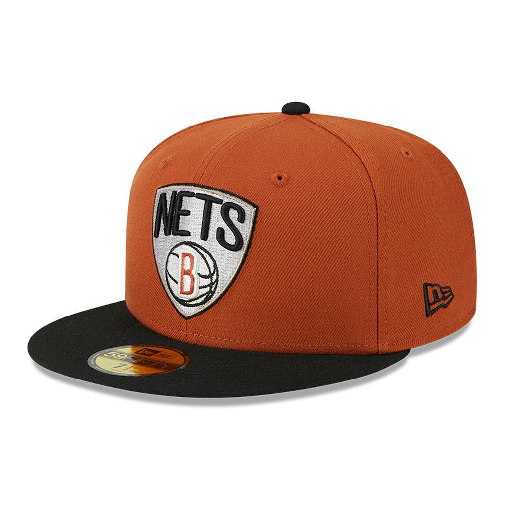 Brooklyn Nets Two-Tone 59FIFTY Fitted Hat - Rust/Black | New Era cheap