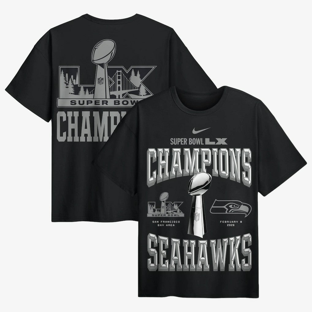 Seattle Seahawks Super Bowl LX Champions Locker Room Trophy Collection Authentic T-Shirt - Black | Nike for sale