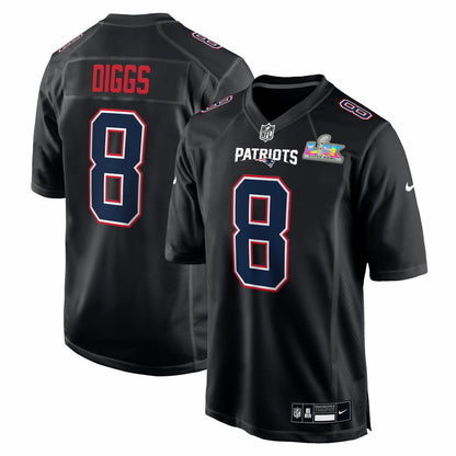 Stefon Diggs New England Patriots Super Bowl LX Patch Carbon Fashion Game Jersey - Black | Nike outlet