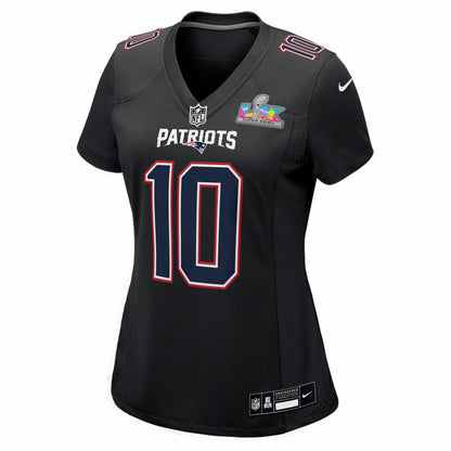 Drake Maye New England Patriots Women's Super Bowl LX Patch Carbon Fashion Game Jersey - Black | Nike on sale