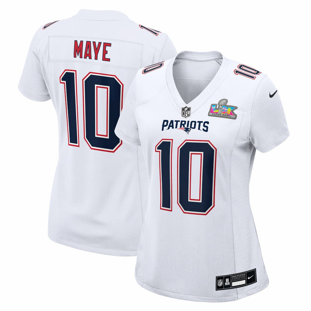 Drake Maye New England Patriots Women's Super Bowl LX Patch Tundra Fashion Game Jersey - White | Nike outlet