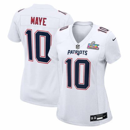 Drake Maye New England Patriots Women's Super Bowl LX Patch Tundra Fashion Game Jersey - White | Nike outlet