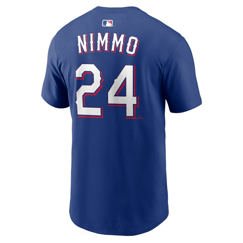 Brandon Nimmo Texas Rangers Home Name & Number T-Shirt - Royal | Nike