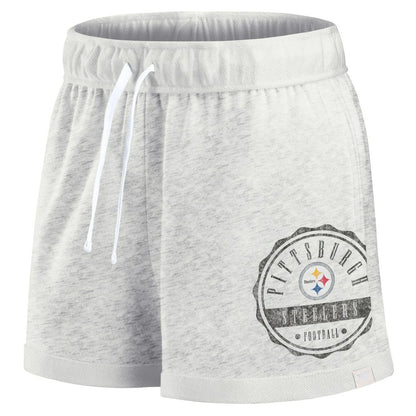Pittsburgh Steelers Women's Vintage Badge Shorts - Oatmeal for sale