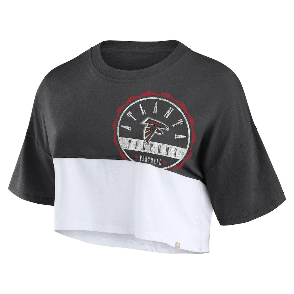 Atlanta Falcons Women's Boxy Color Split Cropped T-Shirt - Black/White online