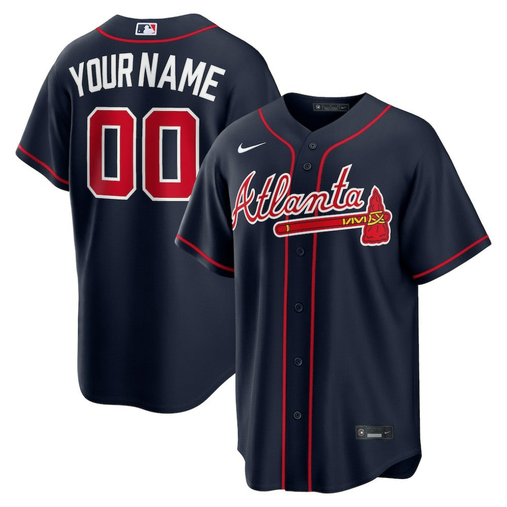 Atlanta Braves Alternate Replica Custom Jersey - Navy | Nike