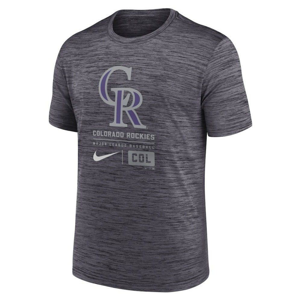 Colorado Rockies Large Logo Velocity T-Shirt - Black | Nike