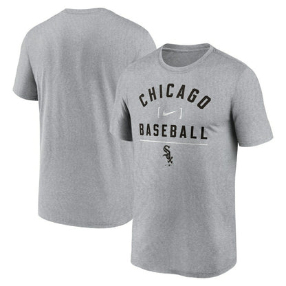 Chicago White Sox Arch Baseball Stack Performance T-Shirt - Heather Charcoal | Nike