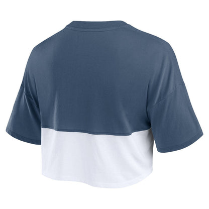 Houston Astros Women's Color Split Boxy Cropped T-Shirt - Navy/White