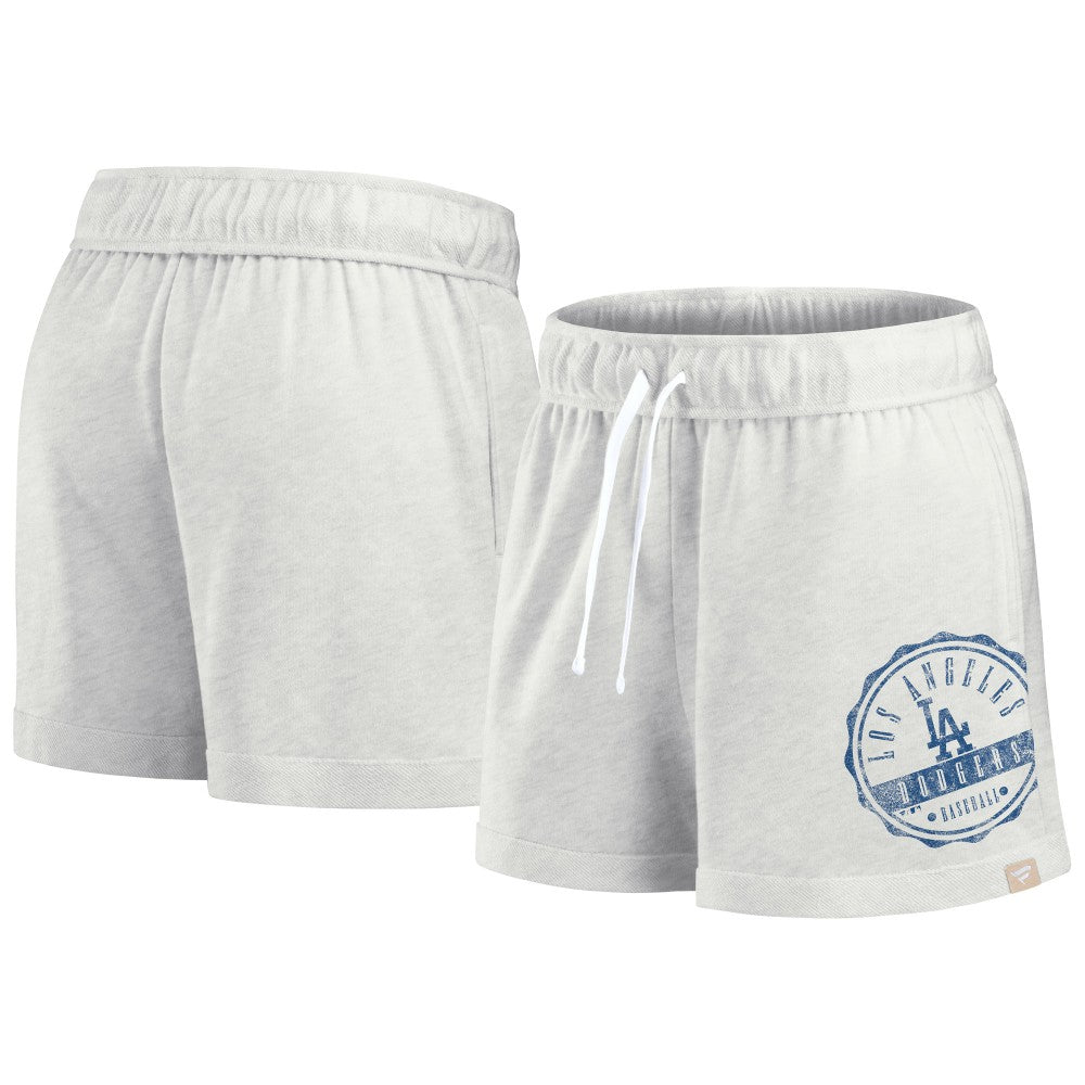 Los Angeles Dodgers Women's Oversized Badge Lounge Shorts - Oatmeal