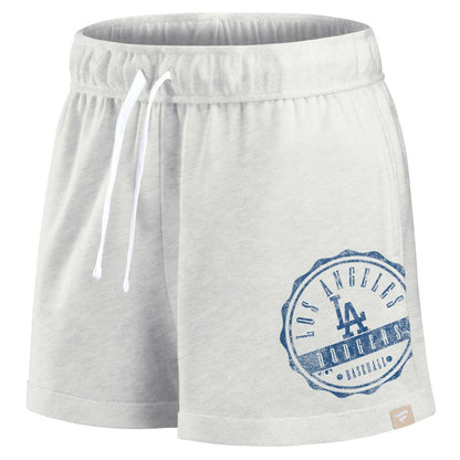 Los Angeles Dodgers Women's Oversized Badge Lounge Shorts - Oatmeal