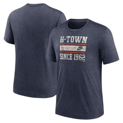 Houston Astros Cooperstown Collection Local Stack Tri-Blend T-Shirt - Heather Navy | Nike