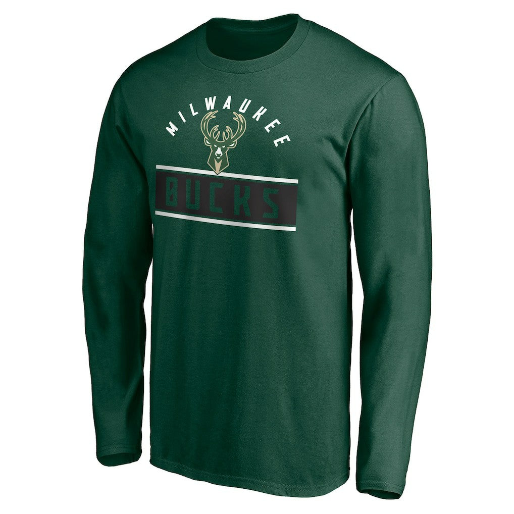 Milwaukee Bucks Team Arch Knockout Long Sleeve T-Shirt - Hunter Green shop