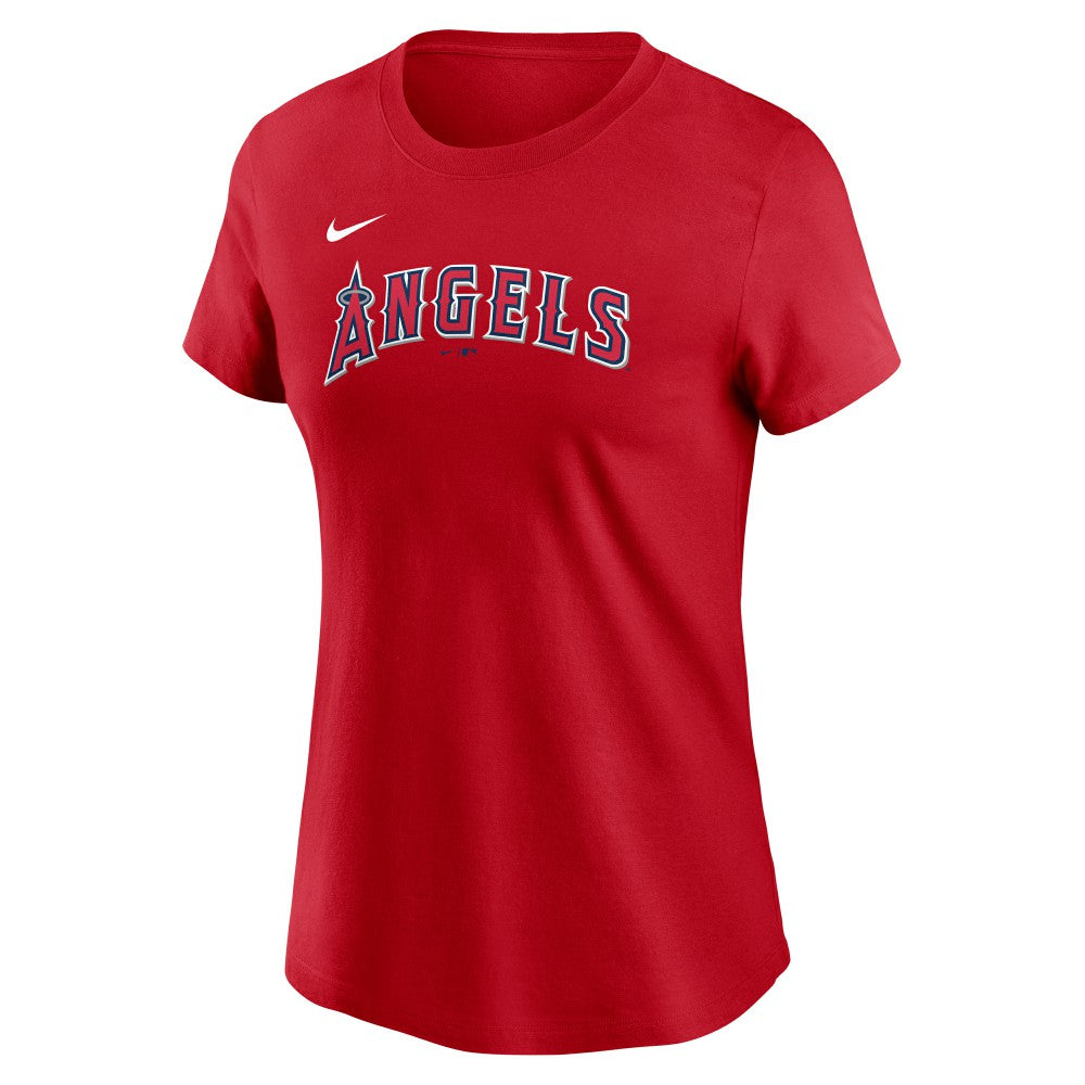 Mike Trout Los Angeles Angels Women's Cooperstown Collection Fuse Name & Number T-Shirt - Red | Nike