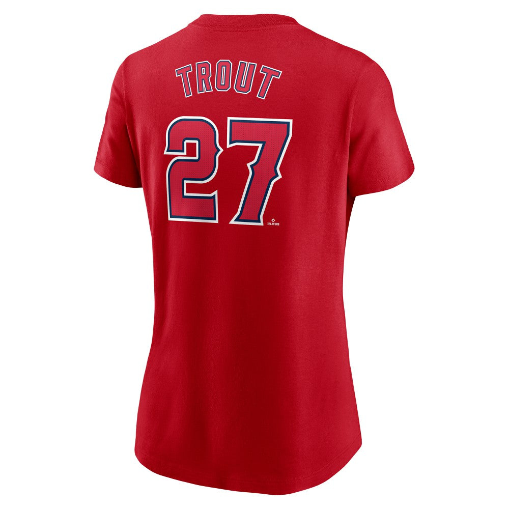 Mike Trout Los Angeles Angels Women's Cooperstown Collection Fuse Name & Number T-Shirt - Red | Nike