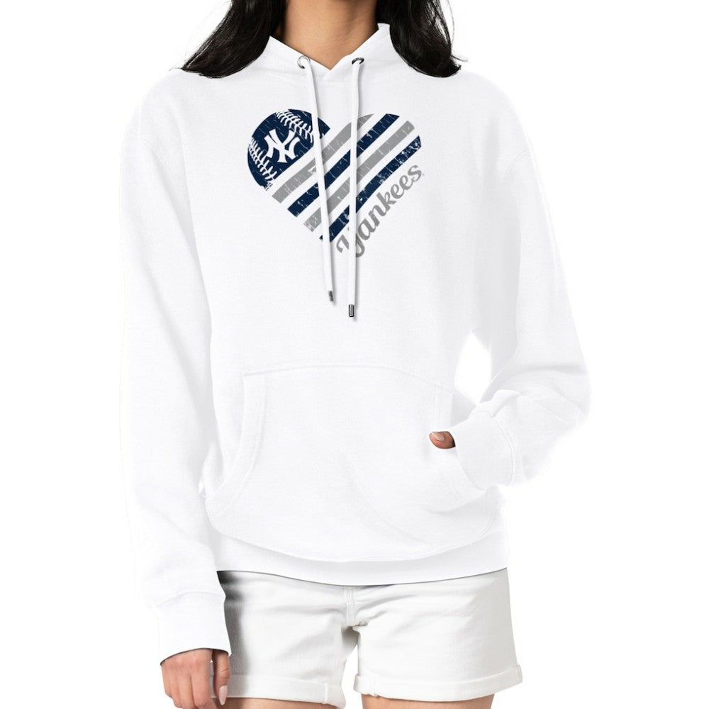 New York Yankees G-III 4Her by Carl Banks Women's Heart Fleece Pullover Hoodie - White