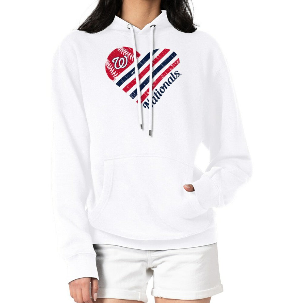 Washington Nationals G-III 4Her by Carl Banks Women's Heart Fleece Pullover Hoodie - White