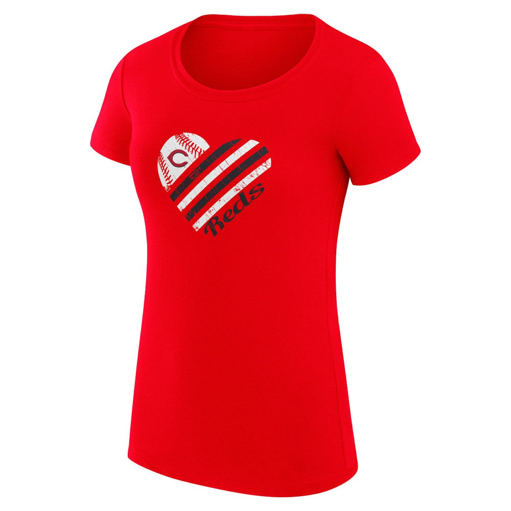 Cincinnati Reds G-III 4Her by Carl Banks Women's Super-Slim Fit Lightweight Heart Graphic T-Shirt - Red