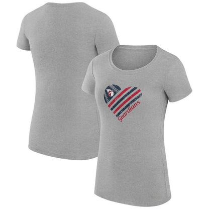 Cleveland Guardians G-III 4Her by Carl Banks Women's Super-Slim Fit Lightweight Heart Graphic T-Shirt - Heather Gray