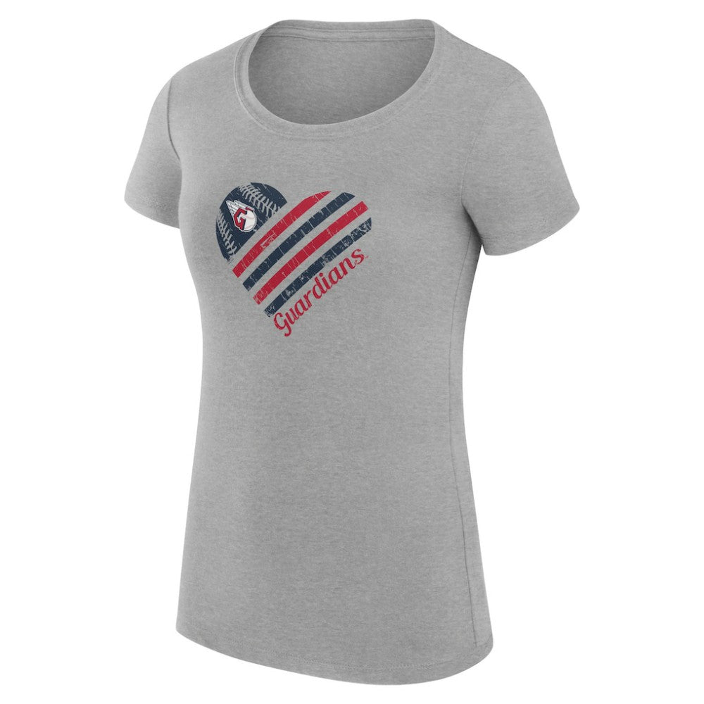 Cleveland Guardians G-III 4Her by Carl Banks Women's Super-Slim Fit Lightweight Heart Graphic T-Shirt - Heather Gray