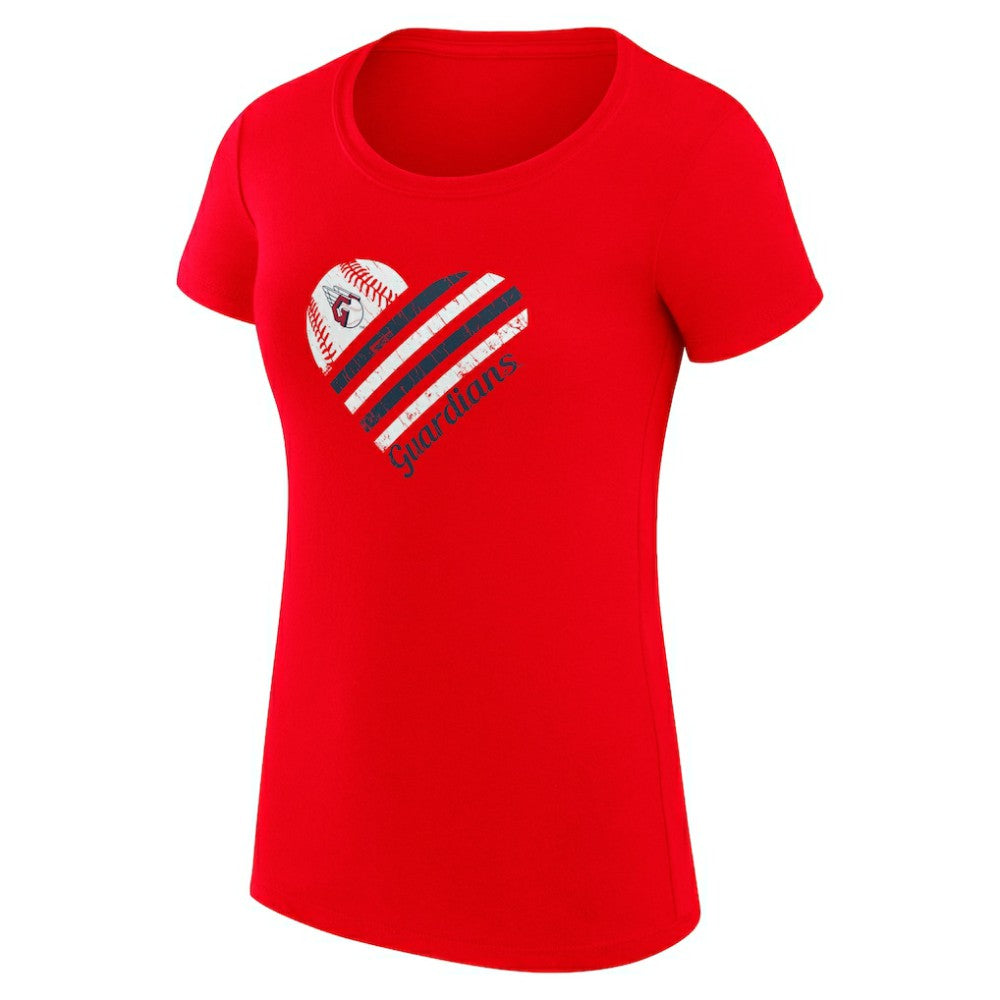 Cleveland Guardians G-III 4Her by Carl Banks Women's Super-Slim Fit Lightweight Heart Graphic T-Shirt - Red