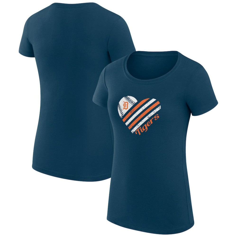 Detroit Tigers G-III 4Her by Carl Banks Women's Super-Slim Fit Lightweight Heart Graphic T-Shirt - Navy