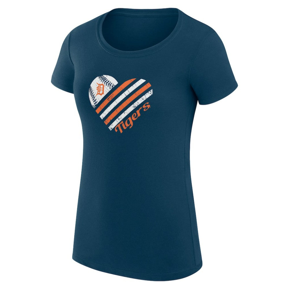 Detroit Tigers G-III 4Her by Carl Banks Women's Super-Slim Fit Lightweight Heart Graphic T-Shirt - Navy