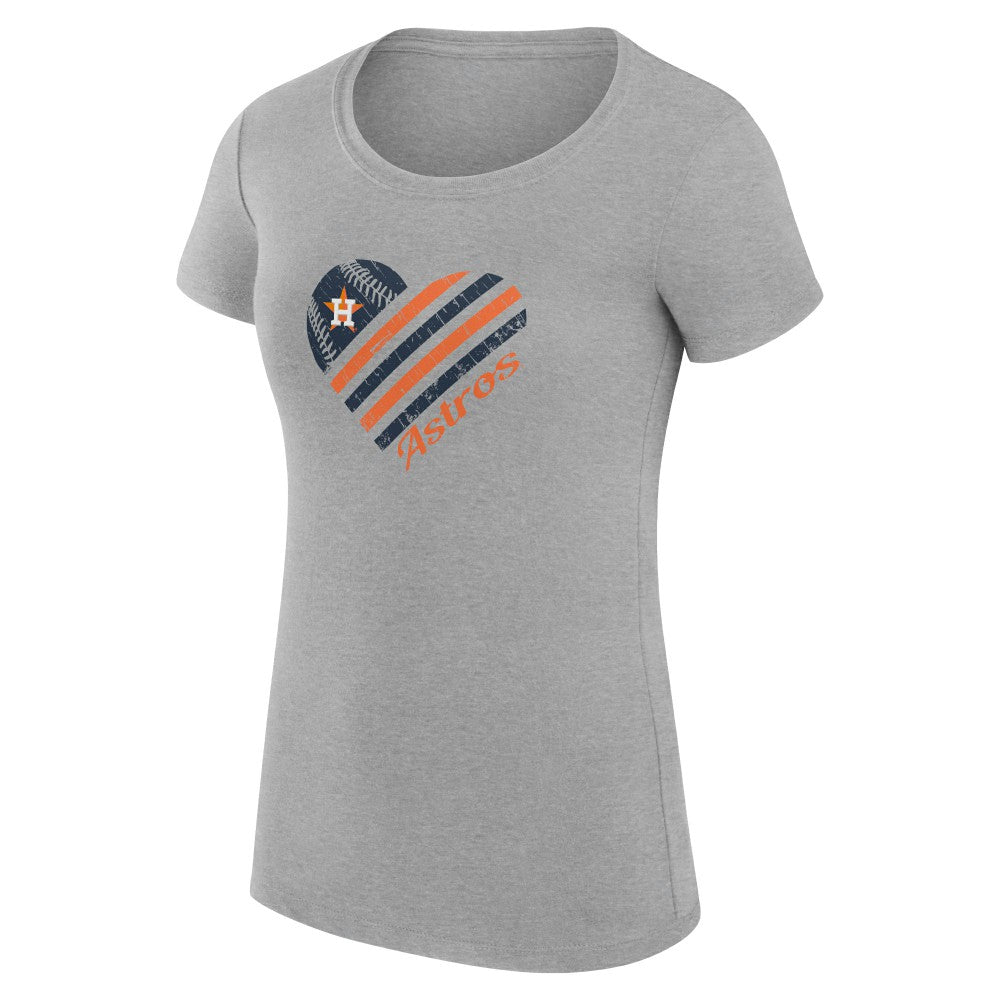 Houston Astros G-III 4Her by Carl Banks Women's Super-Slim Fit Lightweight Heart Graphic T-Shirt - Heather Gray