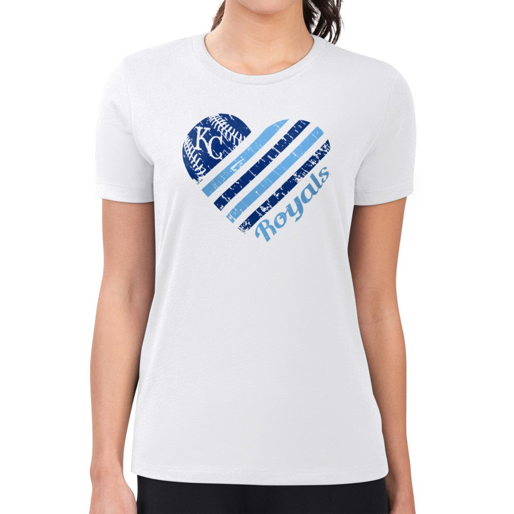 Kansas City Royals G-III 4Her by Carl Banks Women's Super-Slim Fit Lightweight Heart Graphic T-Shirt - White