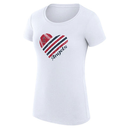 Los Angeles Angels G-III 4Her by Carl Banks Women's Super-Slim Fit Lightweight Heart Graphic T-Shirt - White