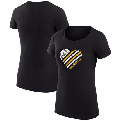 Athletics G-III 4Her by Carl Banks Women's Super-Slim Fit Lightweight Heart Graphic T-Shirt - Black