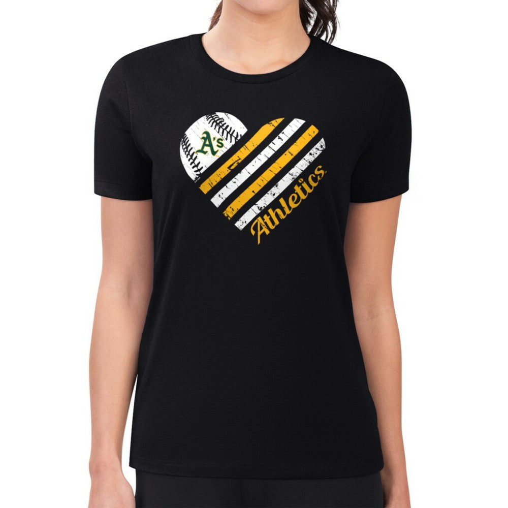 Athletics G-III 4Her by Carl Banks Women's Super-Slim Fit Lightweight Heart Graphic T-Shirt - Black