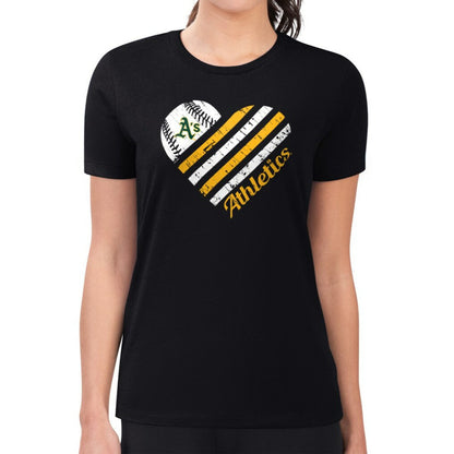 Athletics G-III 4Her by Carl Banks Women's Super-Slim Fit Lightweight Heart Graphic T-Shirt - Black