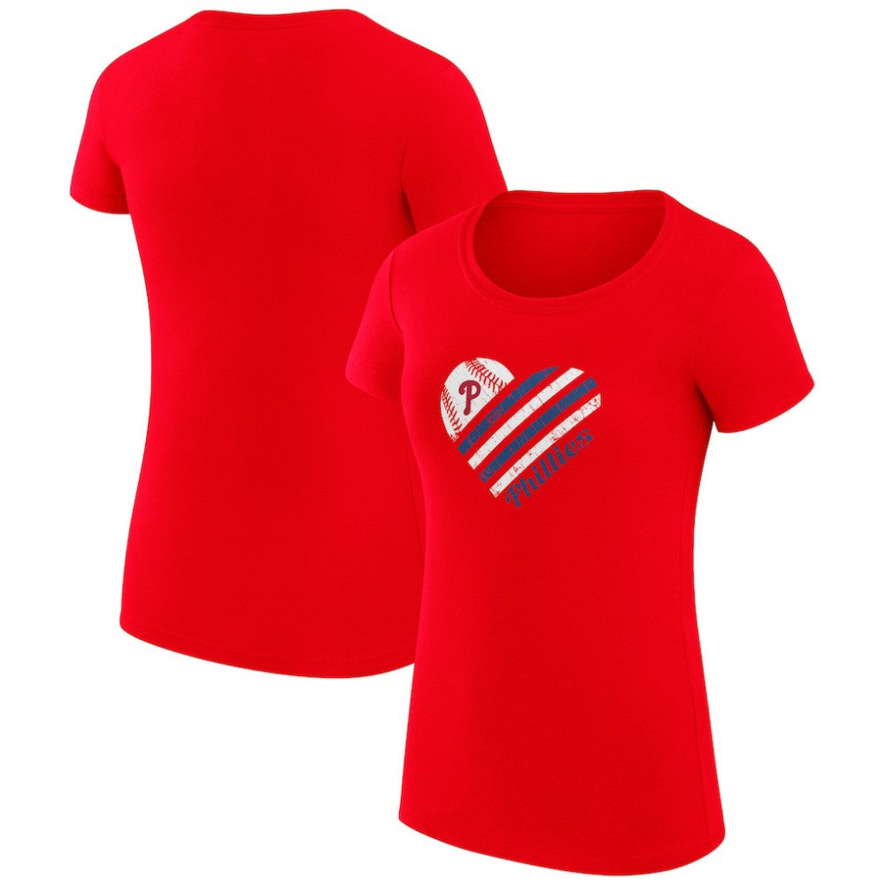 Philadelphia Phillies G-III 4Her by Carl Banks Women's Super-Slim Fit Lightweight Heart Graphic T-Shirt - Red