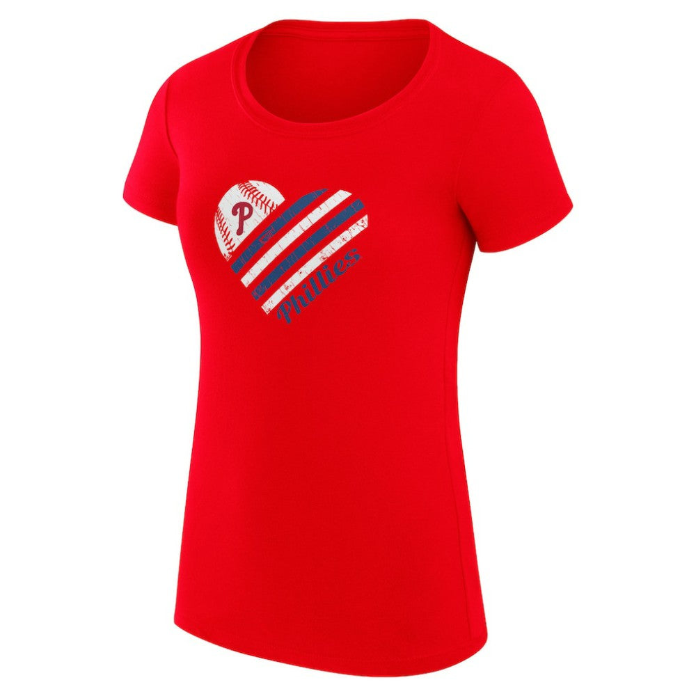 Philadelphia Phillies G-III 4Her by Carl Banks Women's Super-Slim Fit Lightweight Heart Graphic T-Shirt - Red