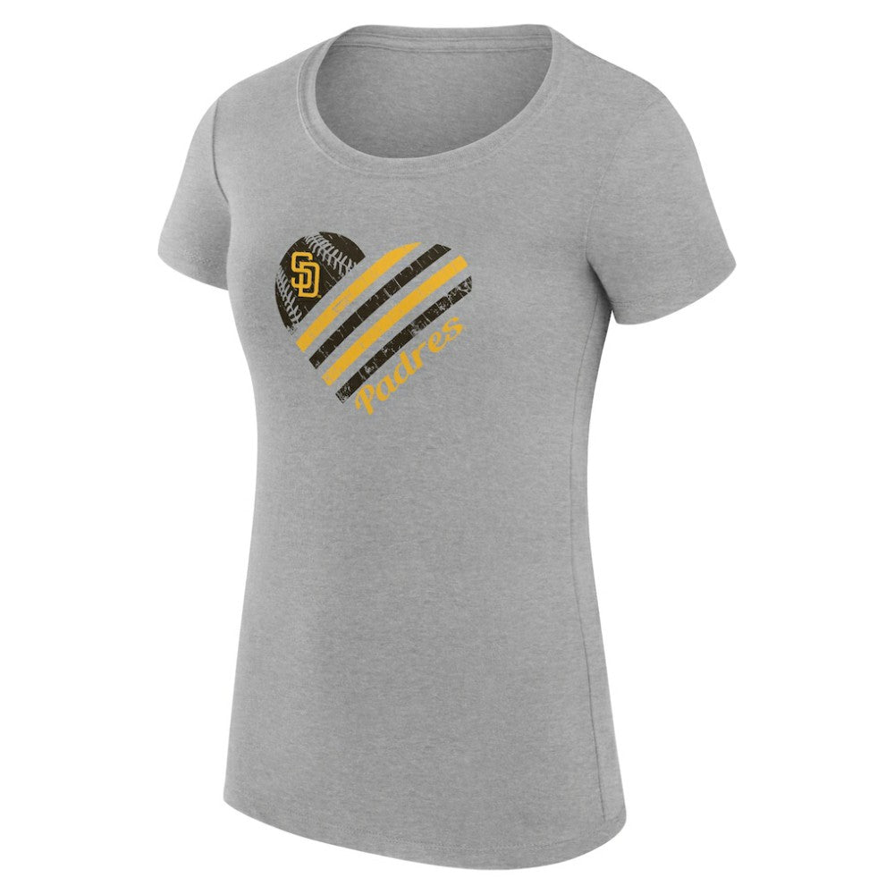 San Diego Padres G-III 4Her by Carl Banks Women's Super-Slim Fit Lightweight Heart Graphic T-Shirt - Heather Gray