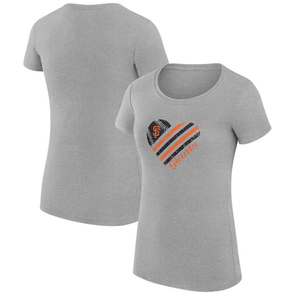 San Francisco Giants G-III 4Her by Carl Banks Women's Super-Slim Fit Lightweight Heart Graphic T-Shirt - Heather Gray