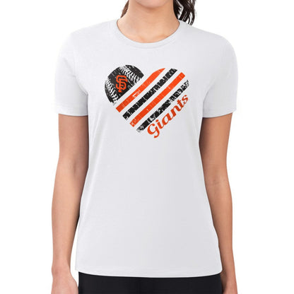 San Francisco Giants G-III 4Her by Carl Banks Women's Super-Slim Fit Lightweight Heart Graphic T-Shirt - White
