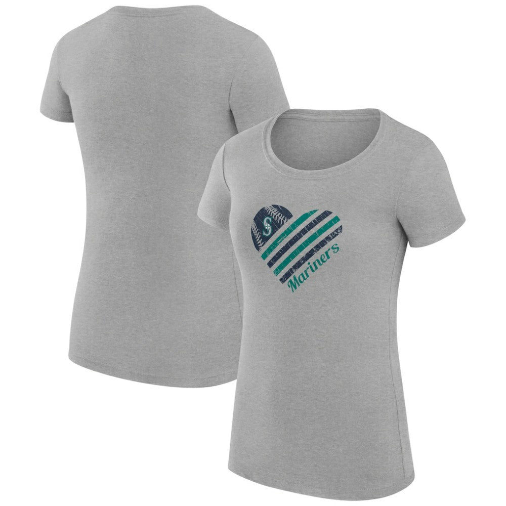 Seattle Mariners G-III 4Her by Carl Banks Women's Super-Slim Fit Lightweight Heart Graphic T-Shirt - Heather Gray