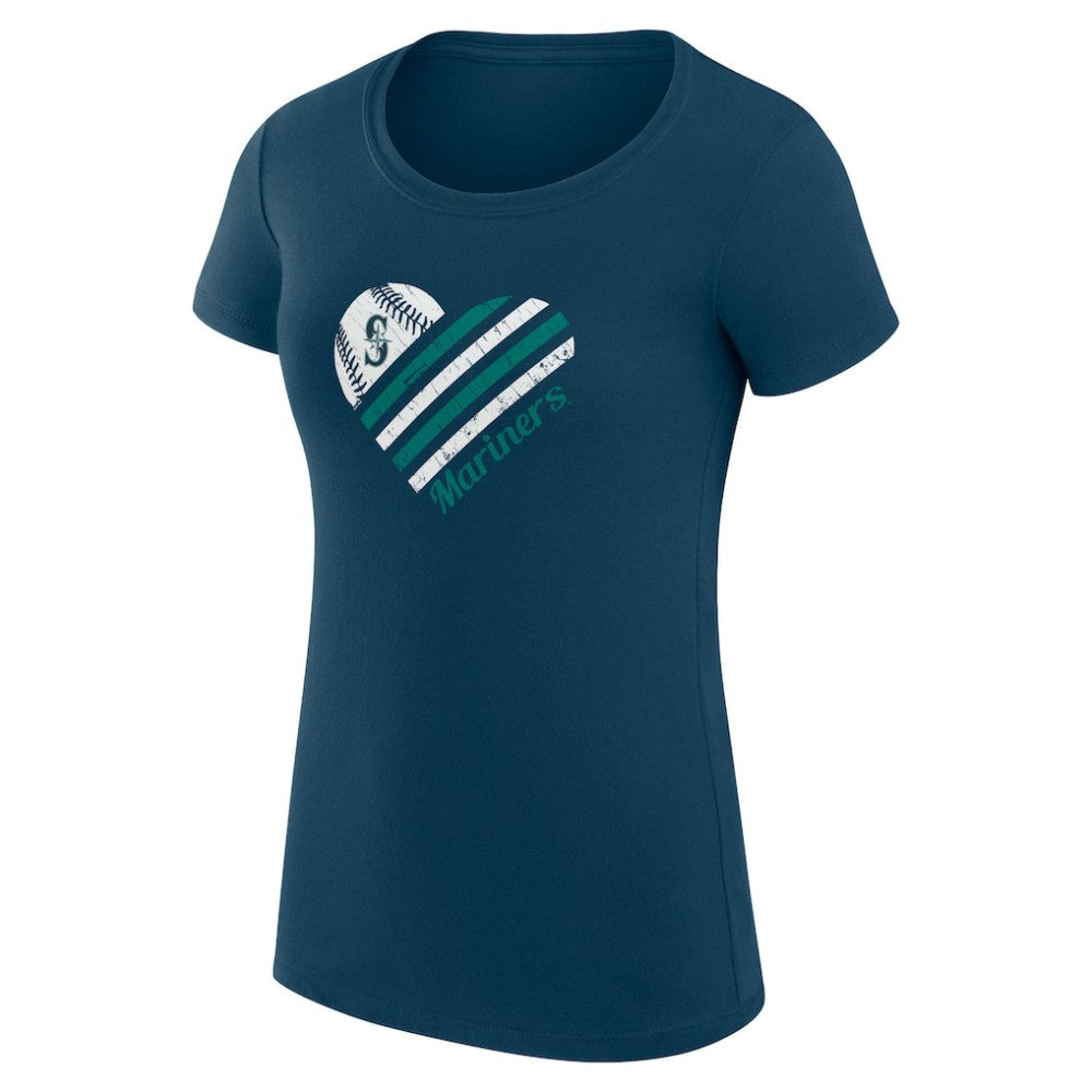 Seattle Mariners G-III 4Her by Carl Banks Women's Super-Slim Fit Lightweight Heart Graphic T-Shirt - Navy