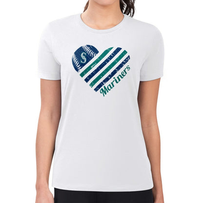 Seattle Mariners G-III 4Her by Carl Banks Women's Super-Slim Fit Lightweight Heart Graphic T-Shirt - White