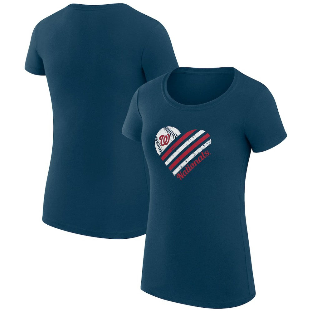 Washington Nationals G-III 4Her by Carl Banks Women's Super-Slim Fit Lightweight Heart Graphic T-Shirt - Navy