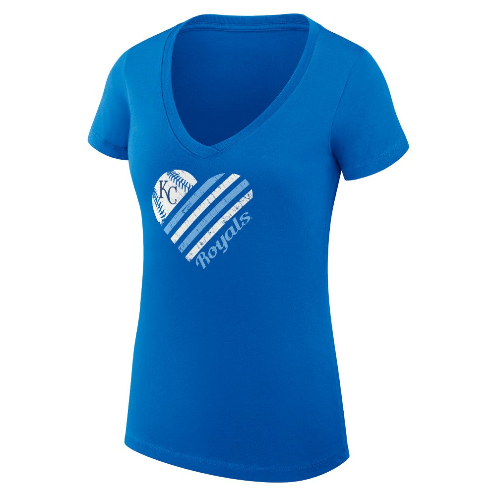 Kansas City Royals G-III 4Her by Carl Banks Women's Super-Slim Fit Lightweight Heart V-Neck T-Shirt - Royal
