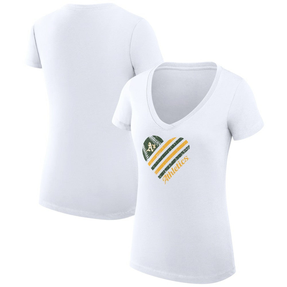 Athletics G-III 4Her by Carl Banks Women's Super-Slim Fit Lightweight Heart V-Neck T-Shirt - White