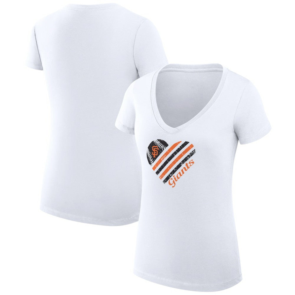 San Francisco Giants G-III 4Her by Carl Banks Women's Super-Slim Fit Lightweight Heart V-Neck T-Shirt - White