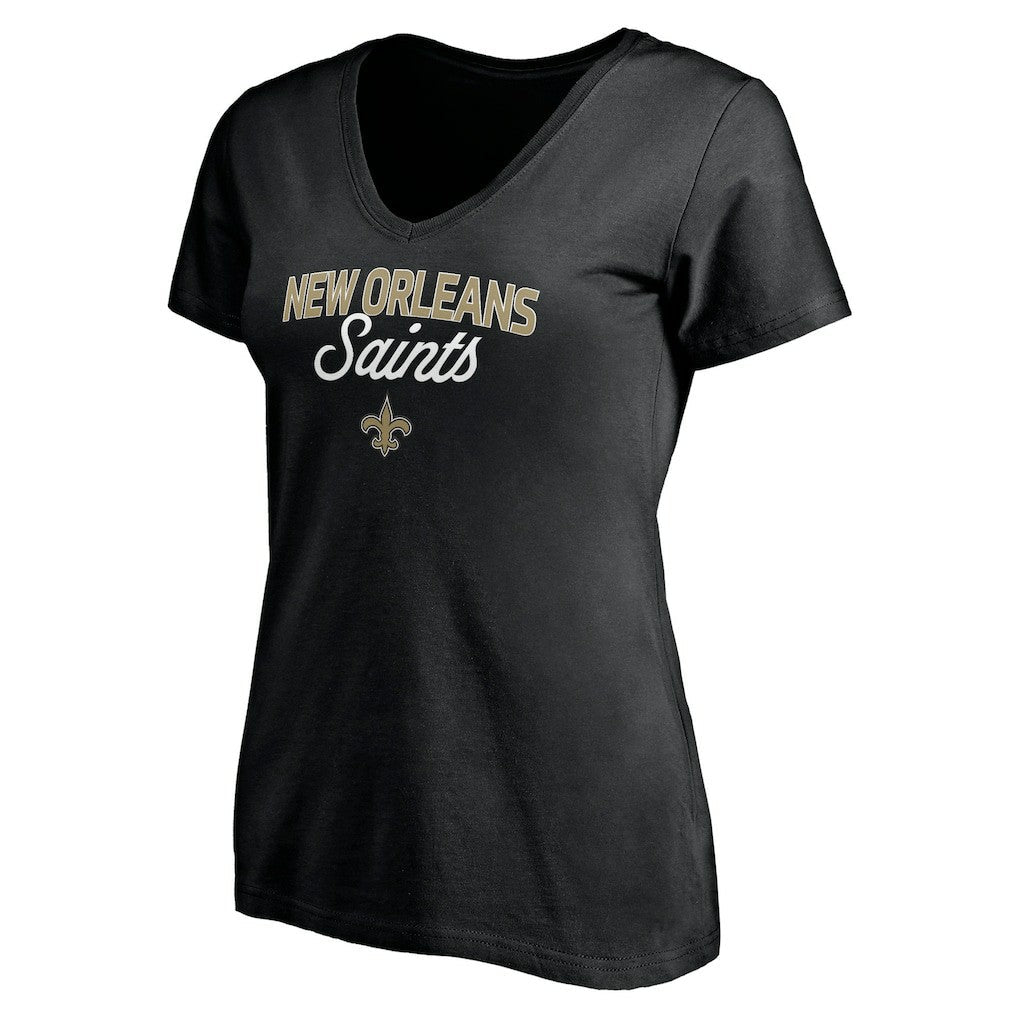 New Orleans Saints Women's Depth Chart V-Neck T-Shirt - Black cheap